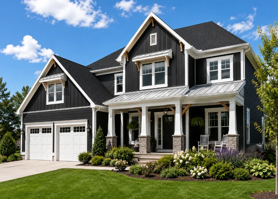 home with two garage doors